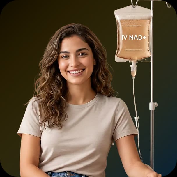 Woman receiving IV therapy at home